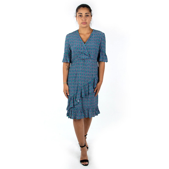 ELMAS PHIL BLUE, GREEN, YELLOW DRESS | WOMENS SIZE L - Picture 1 of 5